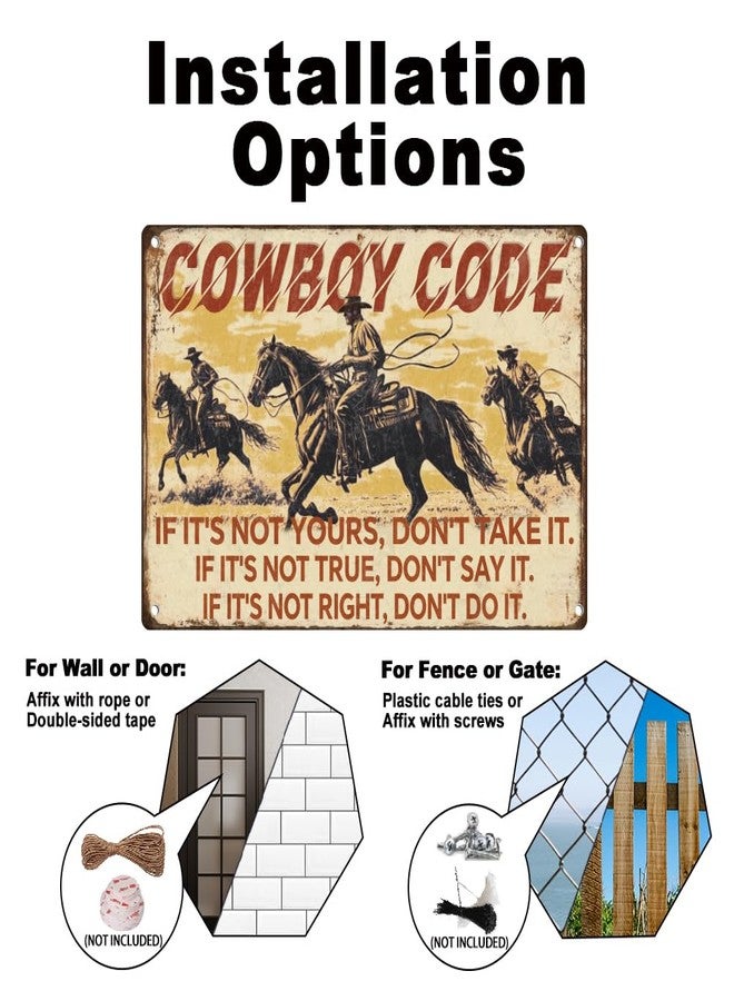 Doodlream Western Cowboy Riding Horse Retro Wall Decor Metal Tin Sign 8" x 12" Cowboy Code Vintage Wall Art Poster for Man Cave Home Clubs Decor Gift - Image 5